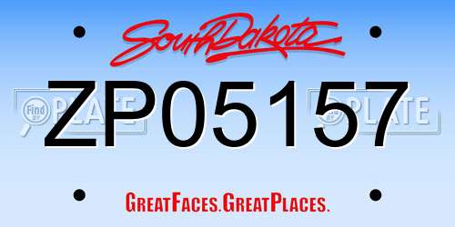 ZP05157 South Dakota License Plate