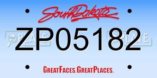 ZP05182 South Dakota License Plate