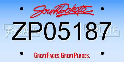 ZP05187 South Dakota License Plate
