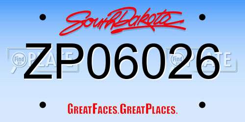 ZP06026 South Dakota License Plate