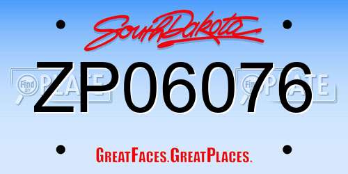 ZP06076 South Dakota License Plate