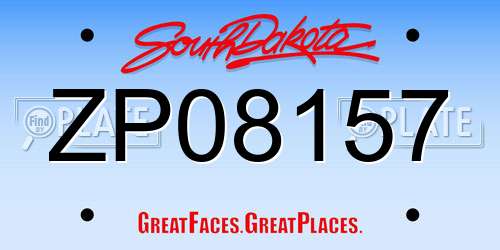 ZP08157 South Dakota License Plate