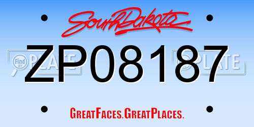 ZP08187 South Dakota License Plate