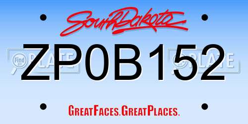 ZP0B152 South Dakota License Plate