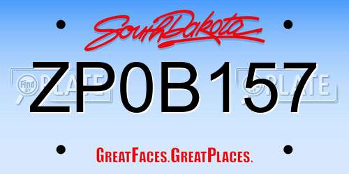 ZP0B157 South Dakota License Plate