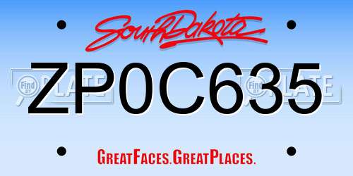 ZP0C635 South Dakota License Plate