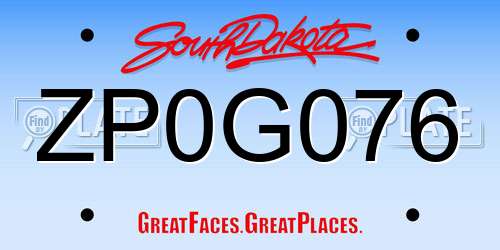 ZP0G076 South Dakota License Plate