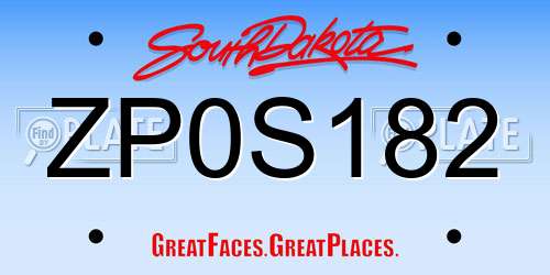 ZP0S182 South Dakota License Plate