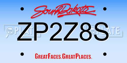 ZP2Z8S South Dakota License Plate