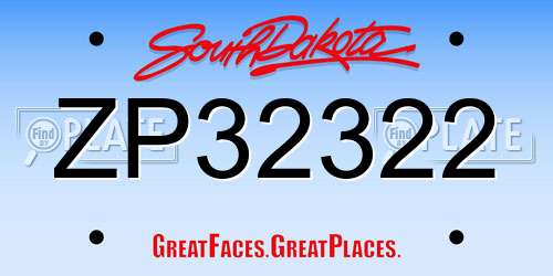 ZP32322 South Dakota License Plate