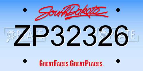 ZP32326 South Dakota License Plate