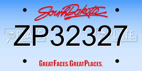 ZP32327 South Dakota License Plate