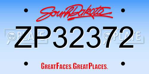 ZP32372 South Dakota License Plate