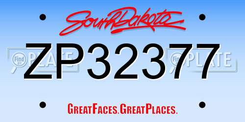 ZP32377 South Dakota License Plate