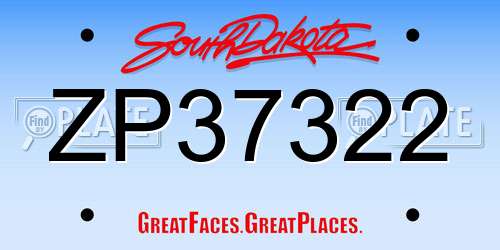 ZP37322 South Dakota License Plate