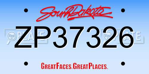 ZP37326 South Dakota License Plate