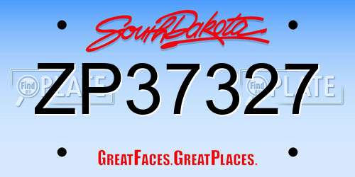 ZP37327 South Dakota License Plate