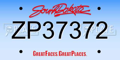 ZP37372 South Dakota License Plate