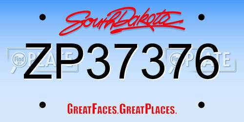 ZP37376 South Dakota License Plate