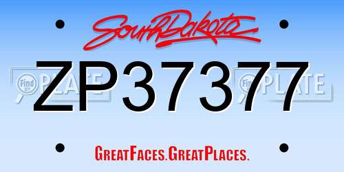 ZP37377 South Dakota License Plate