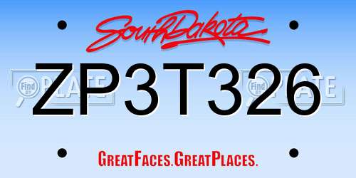 ZP3T326 South Dakota License Plate