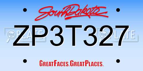ZP3T327 South Dakota License Plate