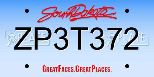 ZP3T372 South Dakota License Plate