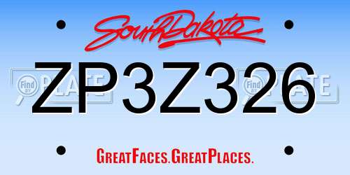 ZP3Z326 South Dakota License Plate