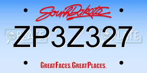 ZP3Z327 South Dakota License Plate