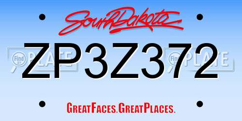 ZP3Z372 South Dakota License Plate