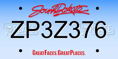 ZP3Z376 South Dakota License Plate