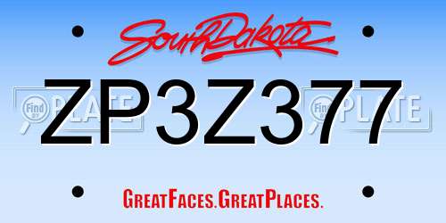 ZP3Z377 South Dakota License Plate