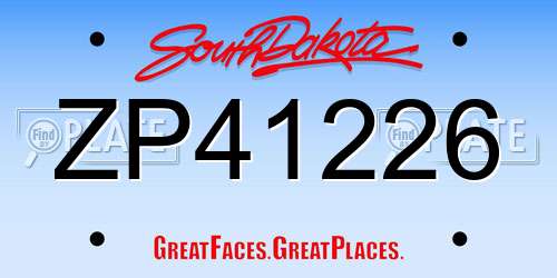 ZP41226 South Dakota License Plate
