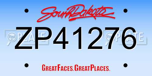ZP41276 South Dakota License Plate