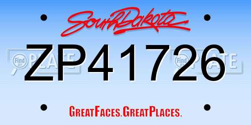 ZP41726 South Dakota License Plate