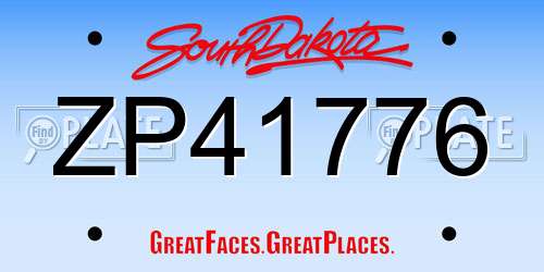 ZP41776 South Dakota License Plate