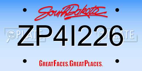 ZP4I226 South Dakota License Plate