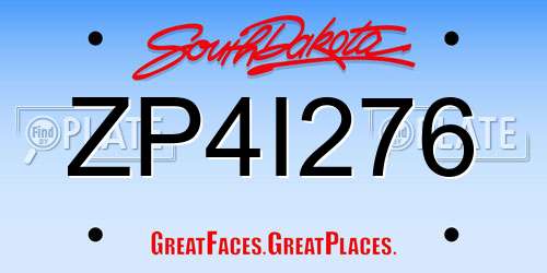 ZP4I276 South Dakota License Plate