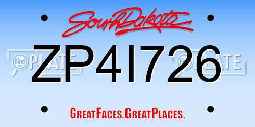 ZP4I726 South Dakota License Plate