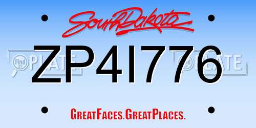 ZP4I776 South Dakota License Plate