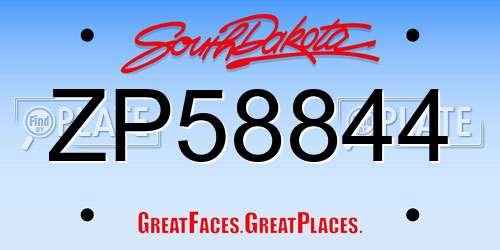 ZP58844 South Dakota License Plate