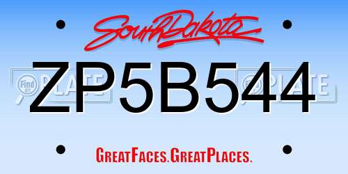 ZP5B544 South Dakota License Plate