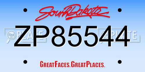 ZP85544 South Dakota License Plate