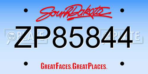 ZP85844 South Dakota License Plate