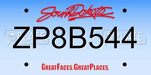 ZP8B544 South Dakota License Plate