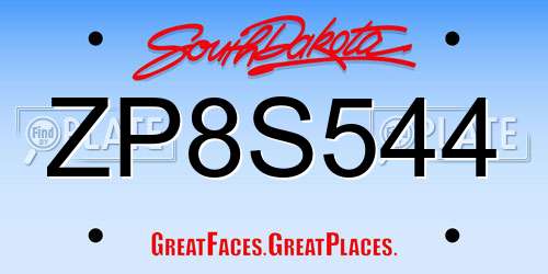 ZP8S544 South Dakota License Plate