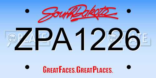 ZPA1226 South Dakota License Plate
