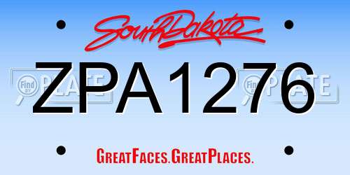 ZPA1276 South Dakota License Plate