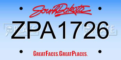 ZPA1726 South Dakota License Plate