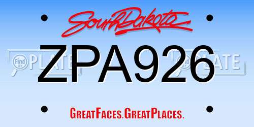 ZPA926 South Dakota License Plate